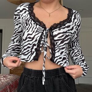 Zebra Print Tie-Front Top